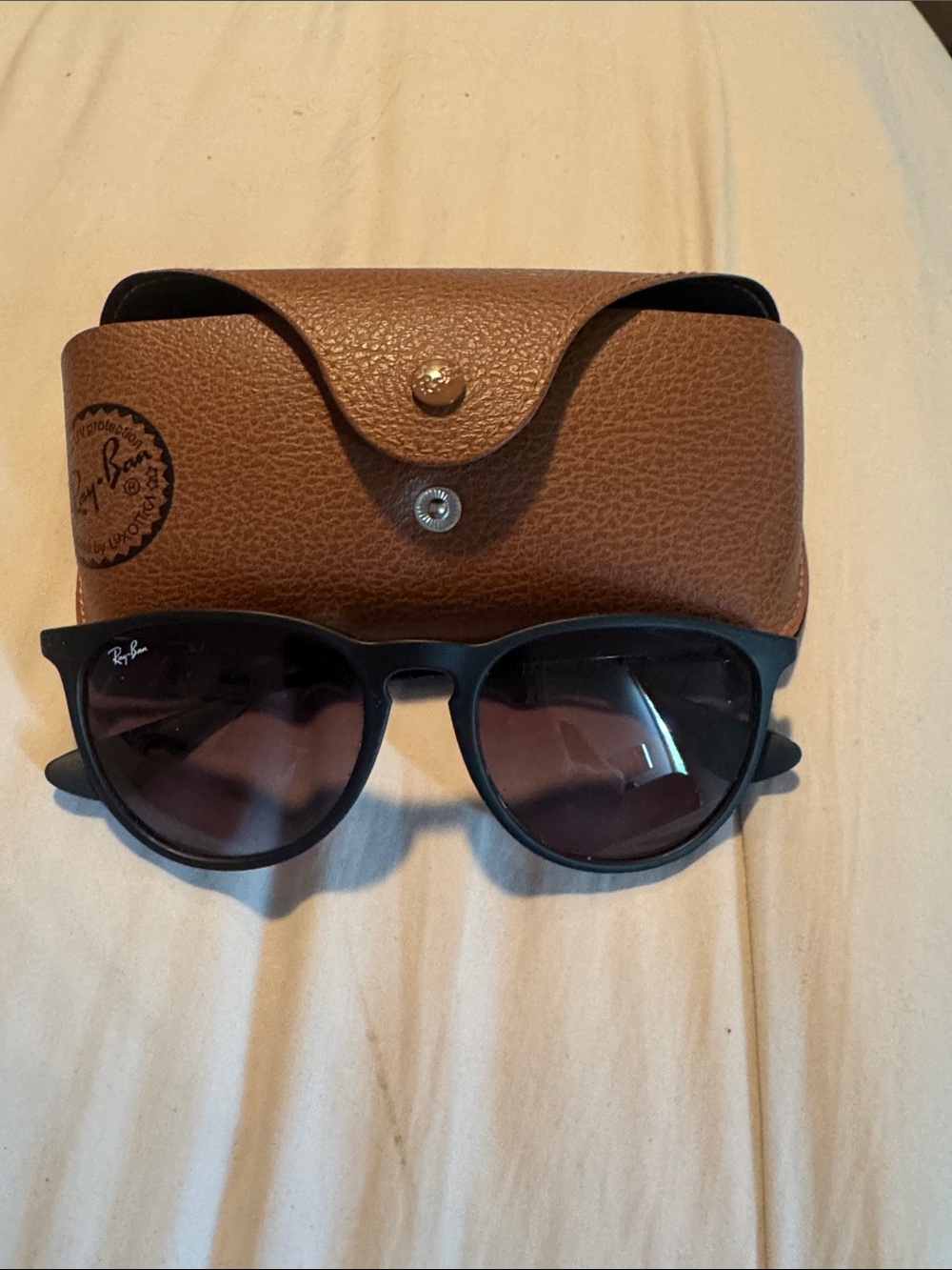 Ray-Ban Black Sunglasses with Brown Leather Case